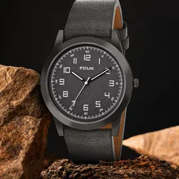 FCUK Men Round Dial & Leather Straps Analogue Watch FK00017D-11