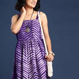 Taavi Shibori Pure Cotton A-Line Ethnic Dress-image-22