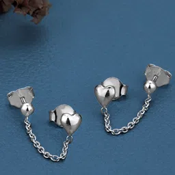 DressBerry Rhodium-Plated 925 Sterling Silver Heart Shaped Drop Earrings-22