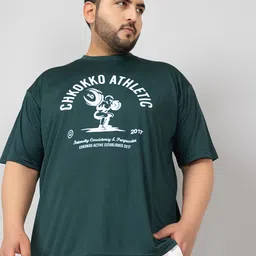 CHKOKKO Plus Size Typography Printed Drop-Shoulder Sleeves Dry Fit T-shirt-image-49