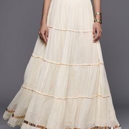 Varanga Tiered Maxi Ethnic Skirt With Gotta Patti Detail-43