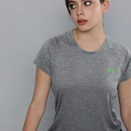 HRX by Hrithik Roshan Women Charcoal Grey Brand Logo Rapid-Dry Running T-shirt-image-28