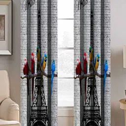 BELLA TRUE Grey & Black Set of 2 Quirky Room Darkening Long Door Curtain-image-72