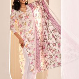 Libas Floral Printed V-Neck Straight Kurta With Salwar And Dupatta-14