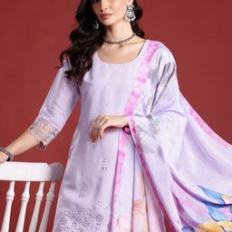 Indo Era Floral Embroidered Thread Work Kurta with Trousers & Dupatta-51