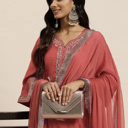 HERE&NOW Floral Embroidered Sequinned Kurta with Trousers & Dupatta-31