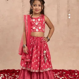 LIL DRAMA Girls Printed Ready to Wear Lehenga & Blouse With Dupatta-picture-50