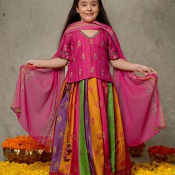 Vivedkids Girls Printed Ready to Wear Lehenga & Blouse With Dupatta-picture-21