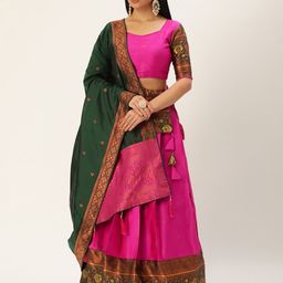 Fabcartz Woven Design Zari Unstitched Lehenga & Blouse With Dupatta-picture-44