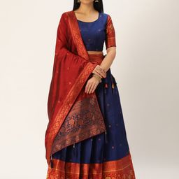 Fabcartz Woven Design Zari Unstitched Lehenga & Blouse With Dupatta-picture-16