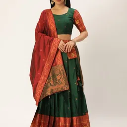 Fabcartz Woven Design Zari Unstitched Lehenga & Blouse With Dupatta-picture-18