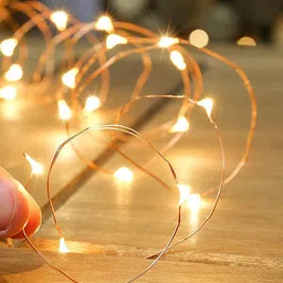 TIED RIBBONS 2 Pieces Yellow Battery Powered Copper Cork LED String Lights 5 M image 3