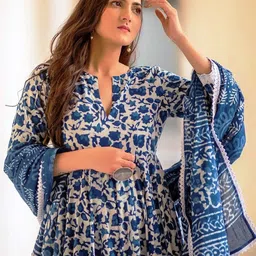 SkyaSia Abstract Printed Regular Kurta with Trousers & With Dupatta image 5