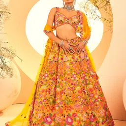 ANEESH AGARWAAL Printed Ready to Wear Lehenga & Blouse With Dupatta-picture-32