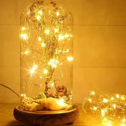TIED RIBBONS 2 Pieces Yellow Battery Powered Copper Cork LED String Lights 5 M image 4