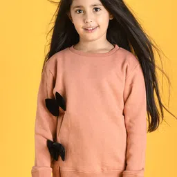 Anthrilo Girls Brown Fleece Sweatshirt-image-98