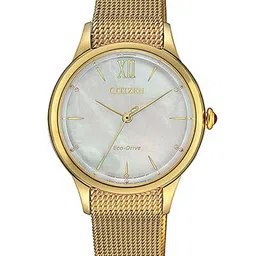 Citizen Women Multicoloured Embellished Dial & Gold Toned Stainless Steel Bracelet Style Straps Analogue Watch-image-47