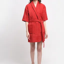 Creeva Red Solid Bath Robe-image-68