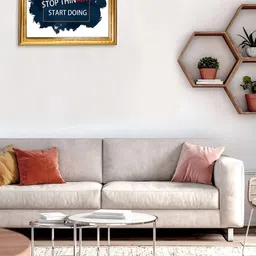 Hawai Gold Toned & White Self Design Wood Wall Photo Frame-6
