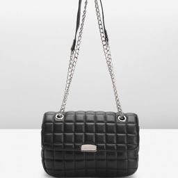 Lino Perros Geometric Textured Structured Shoulder Bag with Quilted Detail-0