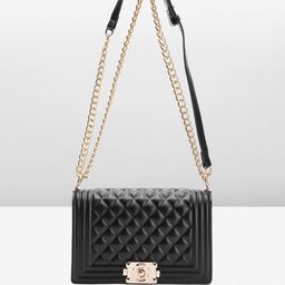 Lino Perros Geometric Textured Structured Shoulder Bag with Quilted Detail-48