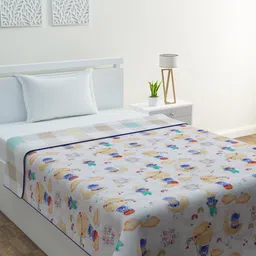 HOME AFFAIRS Cream-Coloured & Blue AC Room 233 GSM Reversible Pure Cotton Single Bed Dohar-image-26