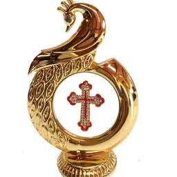 INTERNATIONAL GIFT Gold Toned Brass Peacock Shape Jesus Christ Idol Showpieces-19