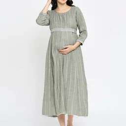 DUMMY SHAPE Self Design A-Line Midi Maternity Dress-image-89