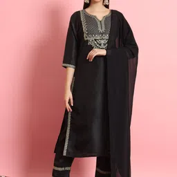 VredeVogel Yoke Design Thread Work Kurta With Trousers & Dupatta-picture-11