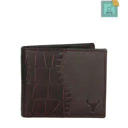 NAPA HIDE Men Maroon Textured Leather Two Fold Wallet with RFID-13