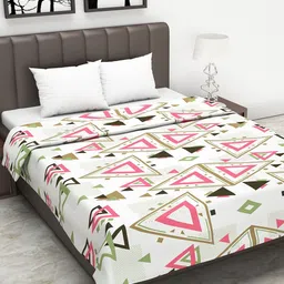Divine Casa White & Pink Geometric AC Room 110 GSM Double Bed Reversible Dohar-image-19