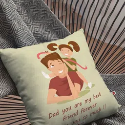 Indigifts Cream & Green Printed Square Shaped Cushion image 5