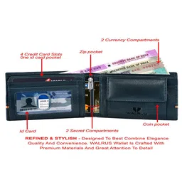 Walrus Men Leather Two Fold Wallet With RFID image 3