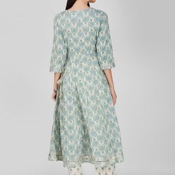 Anouk Green Ethnic Motifs Printed Pure Cotton A-Line Kurta With Trouser & Dupatta image 2