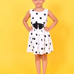 NUEVOSDAMAS Girls Polka Dot Printed Crepe Fit & Flare Dress-image-95
