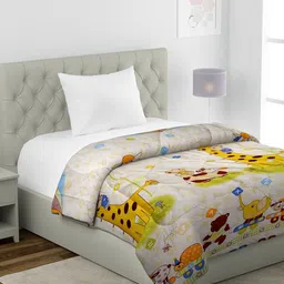 HOSTA HOMES Yellow & Cream-Coloured Cartoon Characters AC Room 210 GSM Single Bed Comforter-picture-48