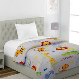 HOSTA HOMES Grey & Multicoloured Cartoon Characters AC Room 210 GSM Single Bed Comforter-9