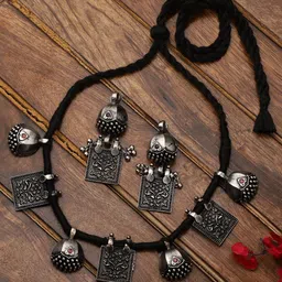 VENI Silver-Plated Oxidised Jewellery Set-image-20