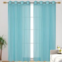 homefab india Set of 2 Stripe Sheer Window Curtains image 1