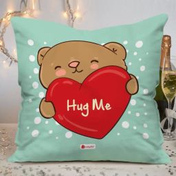 indigifts Hug Me in Heart Print Cushion 12" x 12" image 1
