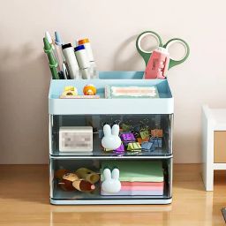 house of quirk 3 Compartments with 2 Drawer Desk Organizers image 1