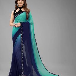 dwini Georgette Saree With Sequence Lace Border image 1