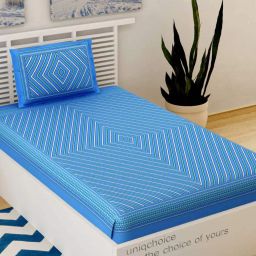 uniqchoice Geometric Print Single Size Bedsheet with 1 Pillow Cover image 1