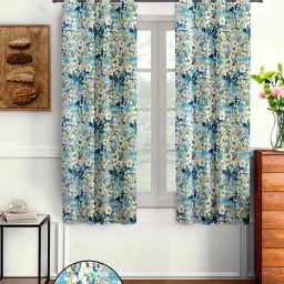 cortina eyelet curtain Set of 2 Floral Print Window Curtains image 1