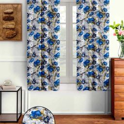 cortina eyelet curtain Set of 2 Floral Print Window Curtains image 1
