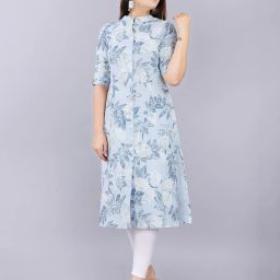mintmarie Leaf Print Button-Down A-Line Kurta image 1