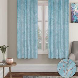 cortina eyelet curtain Set of 2 Leaf Print Window Curtains image 1