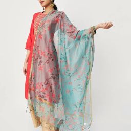 max Floral Print Dupatta with Tassels image 1