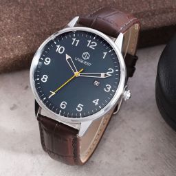 uniquest Blue Dial Analogue Fashion Watch with Date Function And Leather Strap For Men image 1