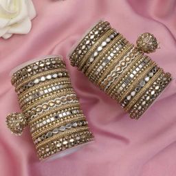 leshya Set of 2 Mirror Embellished & Jhumkas Bangles image 1